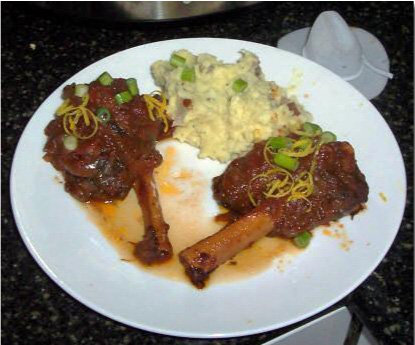 Cooked lamb shanks