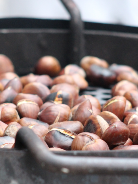 Chestnuts roasting in pot