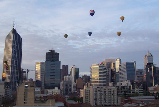 Hot air balloons over Melbourne