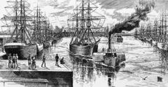 Steam tug at Victoria Dock (now Victoria Harbour)