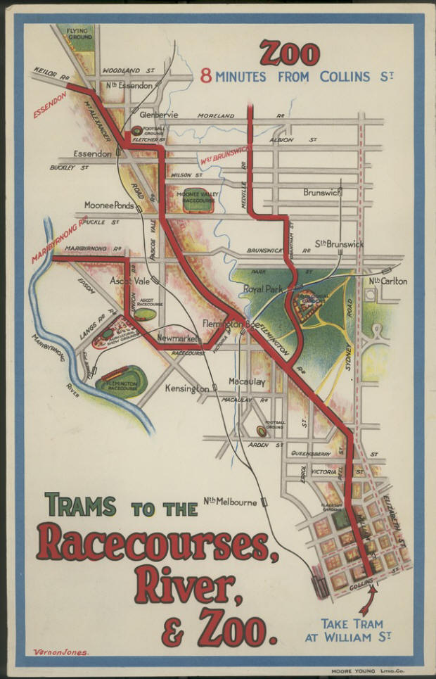 Trams to the racecourse and the zoo - poster 1930s