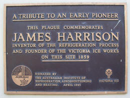 Plaque commemorating James Harrison's refrigeration plant.